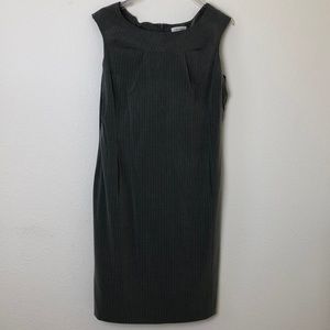 Gray Striped High Neck Dress by Calvin Klein